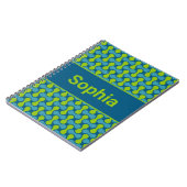 Moderne Retro-Link-Pattern in Blau und Grün Notizblock (Linke Seite)