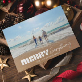 Moderne Retro Merry alles Minimalistisch ein Foto Feiertagskarte