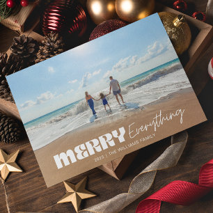 Moderne Retro Merry alles Minimalistisch ein Foto Feiertagskarte