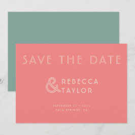 Moderne Retro-Minimalistisch-Rosa-Minze-Grüne Hoch Save The Date