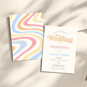 Moderne Retro-Minimalistische Pastelsommerhochzeit Einladung