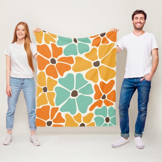 Moderne Retro Mod floral Mitte des Jahrhunderts Fleecedecke (Beispiel)
