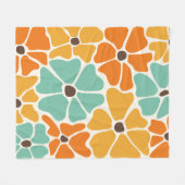 Moderne Retro Mod floral Mitte des Jahrhunderts Fleecedecke (Vorderseite (Horizontal))