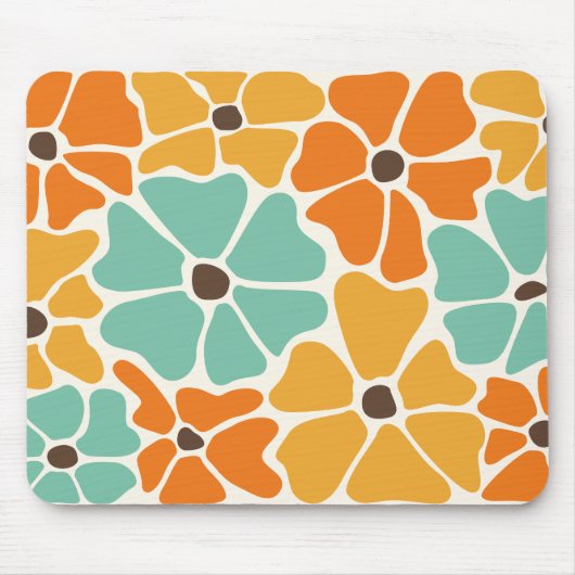 Moderne Retro Mod floral Mitte des Jahrhunderts Mousepad (Vorne)