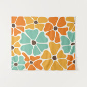 Moderne Retro Mod floral Mitte des Jahrhunderts Wandteppich (Vorderseite (Horizontal))