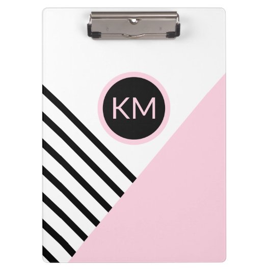 Moderne Retro Monogram Geometric Pop Art Klemmbrett (Vorderseite)