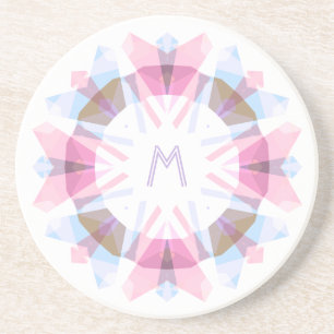 Moderne Retro-Monogramm Anfangsbuchstabe Rosa Blau Getränkeuntersetzer