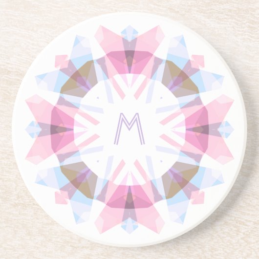 Moderne Retro-Monogramm Anfangsbuchstabe Rosa Blau Getränkeuntersetzer (Vorne)