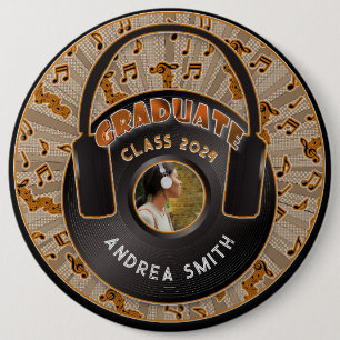 Moderne Retro-Musik - Vinyl Record   Graduate Foto Button
