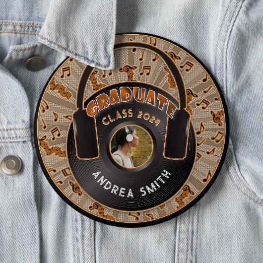 Moderne Retro-Musik - Vinyl Record | Graduate Foto Button (Beispiel)