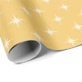 Moderne Retro-Niedlich-gelbe Atomzeit aus der Mitt Geschenkpapier (Rolleneckpunkt)
