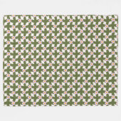 Moderne Retro-Oliv- und Rosa-Blumenraster-Decke Fleecedecke (Vorderseite (Horizontal))