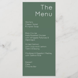 Moderne Retro Olive Green & Pink Hochzeit Menükarte