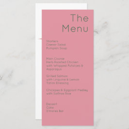 Moderne Retro Olive Green & Pink Hochzeit Menükarte