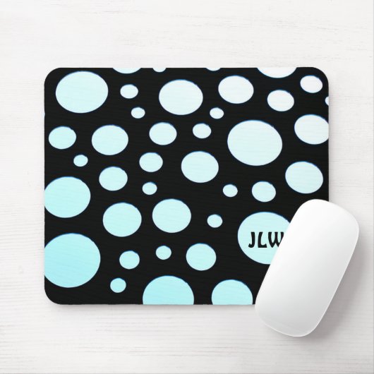 Moderne Retro Ombre Blue Circles auf schwarz Mousepad (Mit Mouse)