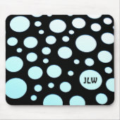 Moderne Retro Ombre Blue Circles auf schwarz Mousepad (Vorne)