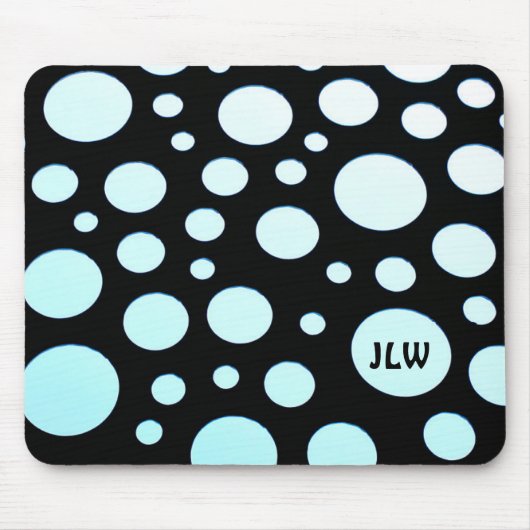 Moderne Retro Ombre Blue Circles auf schwarz Mousepad (Vorne)