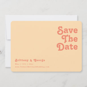Moderne Retro Orange Creme Horizontal abgerundete  Save The Date