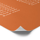 Moderne Retro Orange Hochzeit 14 Tisch Sitzordnung Poster (Ecke)