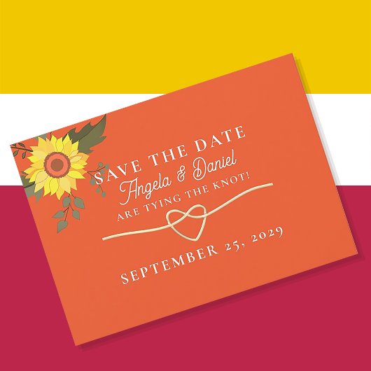 Moderne Retro Orange Hochzeit Save The Date