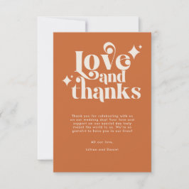 Moderne Retro Orange und Cream Wedding Vielen Dank Dankeskarte