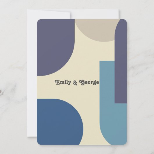 Moderne Retro Pastel Groovy Abstrakte Kunsthochzei Einladung (Rückseite)