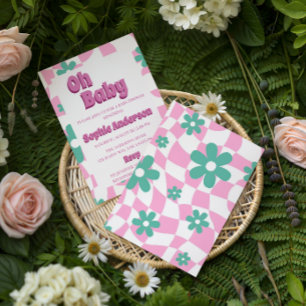 Moderne Retro Pastell Oh Baby Einladung zur Babypa