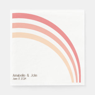 Moderne Retro Pink Peach Coral Rainbow Wedding Serviette