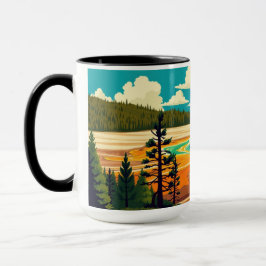 Moderne Retro-Plakat der Grand Prismatic Spring Tasse