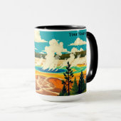 Moderne Retro-Plakat der Grand Prismatic Spring Tasse (VorderseiteRechts)