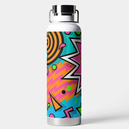 Moderne Retro-Pop Kunst Trinkflasche (Rückseite)