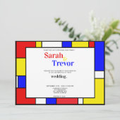 Moderne Retro Primärfarben Geometrische Kunst Einladung (Stehend Vorderseite)