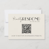 Moderne Retro-QR-Code französische wunderliche Hoc RSVP Karte (Vorderseite)