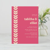 Moderne Retro-QR-Code-Hochzeit Alles in einem Einladung (Stehend Vorderseite)