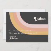 Moderne Retro Rainbow Dark Bridesmaid Vorschlag Ca Einladung (Rückseite)
