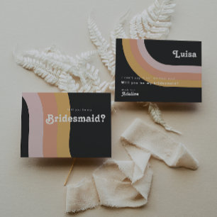 Moderne Retro Rainbow Dark Bridesmaid Vorschlag Ca Einladung