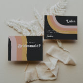 Moderne Retro Rainbow Dark Bridesmaid Vorschlag Ca Einladung