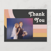 Moderne Retro Rainbow Dark Foto Wedding Vielen Dan Postkarte (Vorderseite)
