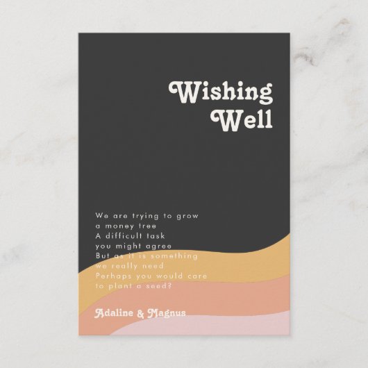 Moderne Retro Rainbow Dunkle Hochzeit wünschend gu Begleitkarte (Vorderseite)