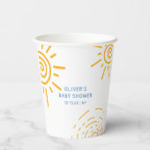 Moderne Retro-Ray Sonnenschein-Babydusche Pappbecher (Rückseite)