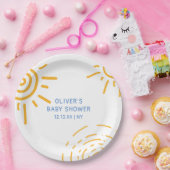 Moderne Retro-Ray Sonnenschein-Babydusche Pappteller (Party)