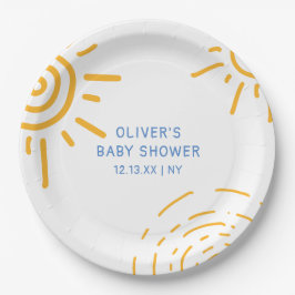 Moderne Retro-Ray Sonnenschein-Babydusche Pappteller
