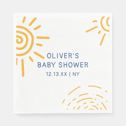 Moderne Retro-Ray Sonnenschein-Babydusche Serviette (Vorderseite)