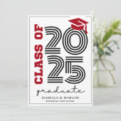 Moderne Retro Red Black Grad Ankündigung (Stehend Vorderseite)