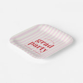 Moderne Retro Red & Pink Stripes Graduierungsparty Pappteller (Gewinkelt)