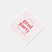 Moderne Retro Red & Pink Stripes Graduierungsparty Serviette (Ecke)