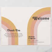 Moderne Retro-Regenbogen-Budget-Hochzeitsprogramm (Vorderseite)