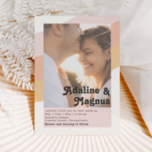 Moderne Retro-Regenbogen Casual Faded Foto-Hochzei Einladung