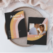 Moderne Retro-Regenbogen-Monogramm-Foto Dunkle Hoc Einladung