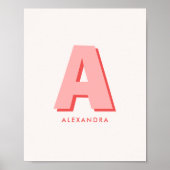 Moderne Retro Rosa Benutzerdefiniertes Monogramm A Poster (Vorne)